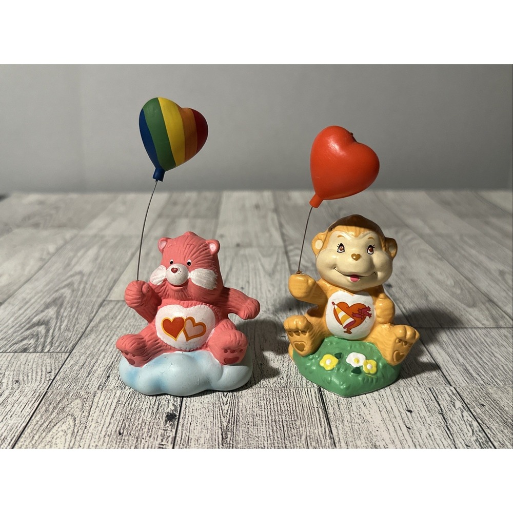 2 Vintage 1980s Care Bears Cousins Playful Heart Monkey & Love A Lot Bear Lot